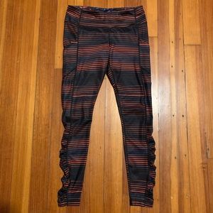 Lululemon Red Striped Ruched Leggings